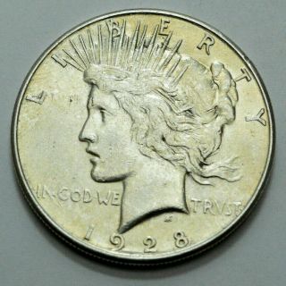 1928 - S Peace Dollar,  Rare Key Date Us Silver Coin,