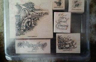 Set Of 6 " Water Mill " By Stampin Up.  Rare & Htf.  Wm