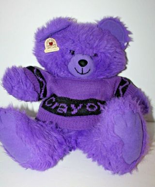 Vintage 1985 Crayola Binney & Smith Purple Teddy Bear Heartline Plush 16 " Rare