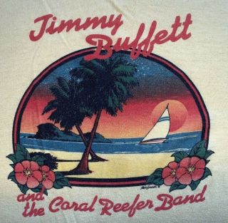 Jimmy Buffett & The Coral Reefer Band Screen Stars Rare Vtg 1981 Shirt L