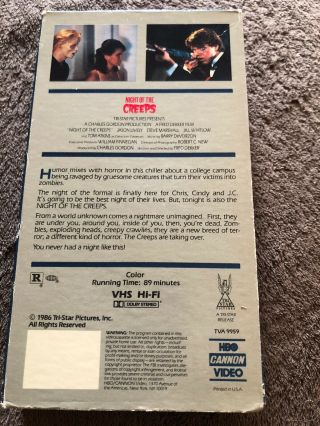 NIGHT of the CREEPS VHS Rare Horror 1986 HBO Video Cult Classic 2