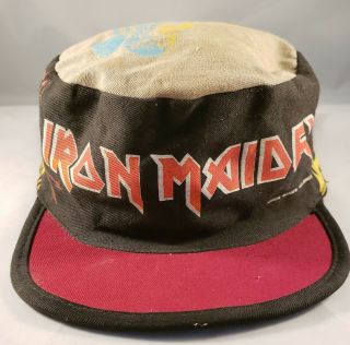 Rare Iron Maiden Painter Cap Hat - Piece Of Mind Tour - Rear Flaps - 80s Rock