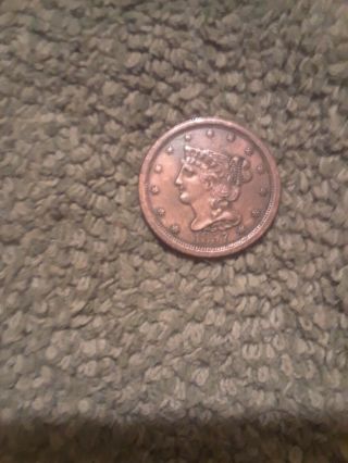1857 Half Cent.  Braided Hair.  U.  S Coin.  Rare