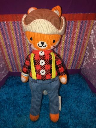 Euc - Htf - Rare - 14” Cuddle&kind Wyatt The Fox 14 " Plush Peruvian Cotton Hand Knit