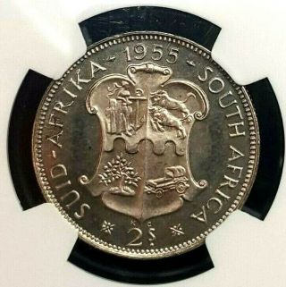 1955 South Africa Proof 2 Shilling 2s Ngc Pf63 Pop5 Silver Rare 2,  850 Minted