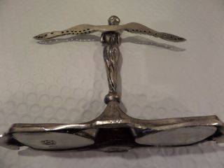 Vintage Rare Pewter Angel Spread Wings Earring Holder Display From Europe