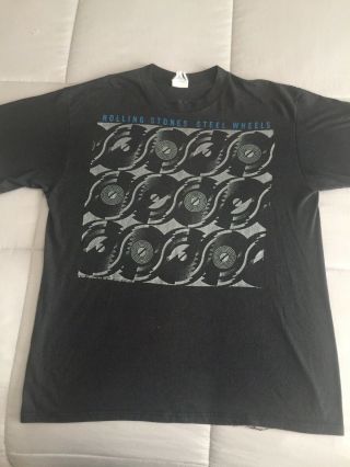 Rare Rolling Stones Steel Wheels Tour 1989 Concert T - Shirt Vintage Black Look