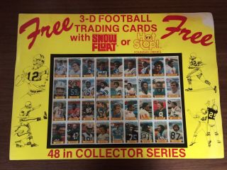 Nfl Stop And Go 3 - D Store Display With Uncut Sheet Rare Top Players