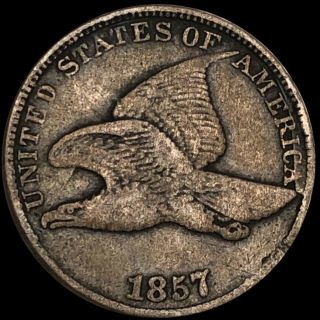 1857 Flying Eagle Copper Penny Nicely Circulated Rare Key Date Coin