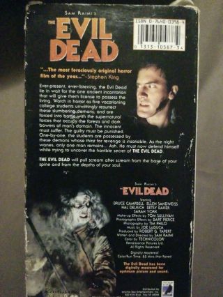 RARE The Evil Dead VHS movie directed by Sam Raimi,  staring Bruce Campbell 1981 2
