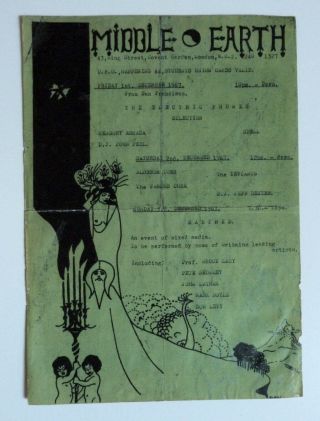 December 1967 Middle Earth Club Flyer - Very Rare In