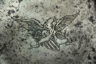 Very Rare 18th C American Pewter Plate With Engraved Heraldic Eagle & Shield