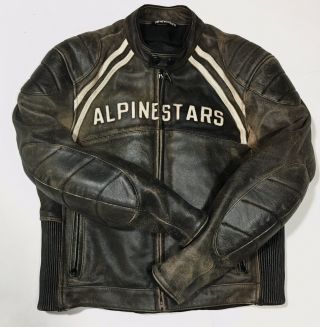 Alpinestars RARE SIX—THREE Distressed Black Leather CAFE Retro Jacket Med 40 3