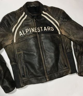 Alpinestars RARE SIX—THREE Distressed Black Leather CAFE Retro Jacket Med 40 5