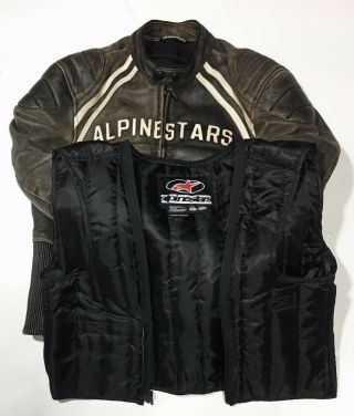 Alpinestars RARE SIX—THREE Distressed Black Leather CAFE Retro Jacket Med 40 6