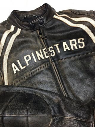 Alpinestars RARE SIX—THREE Distressed Black Leather CAFE Retro Jacket Med 40 7