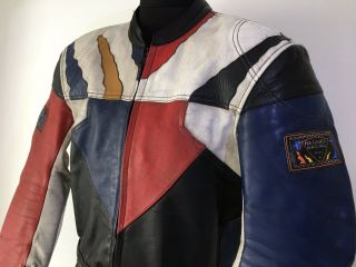 Rare Vintage Leather Motorcycle Jacket Reggea Racing By Polo Size Large 56/46