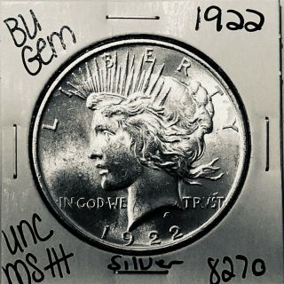 1922 P Bu Gem Peace Silver Dollar Unc Ms,  U.  S.  Rare Coin 8270