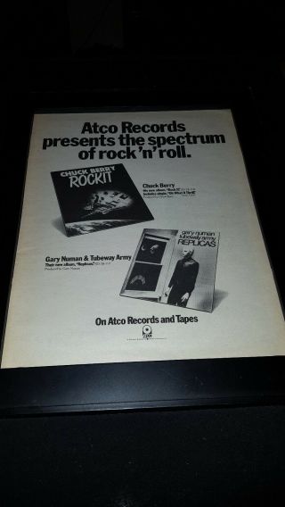 Chuck Berry/gary Numan Rare Atco Records Promo Poster Ad Framed