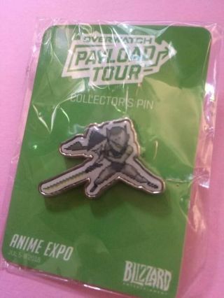Anime Expo 2018 Overwatch Payload Tour Genji Pin Silver Blizzard Rare