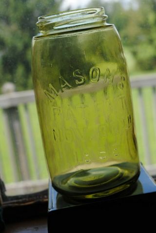 Vintage Rare Yellow 1858 Mason Fruit Jar Look
