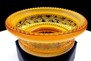 Greentown Indiana Eapg Rare Holly Amber Opalescent 4 " Beaded Rim Sauce Bowl 1903