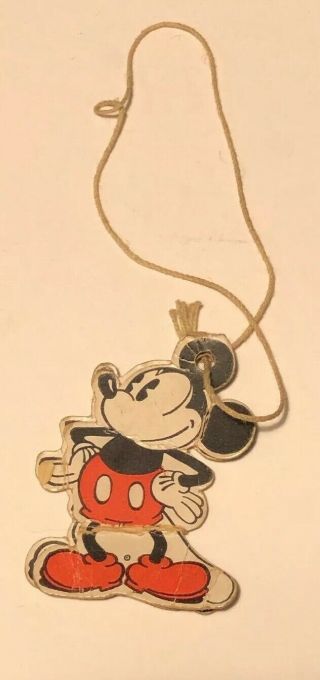 Rare 1930s Knickerbocker Mickey Mouse String Tag