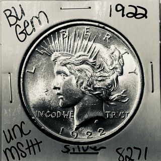 1922 P Bu Gem Peace Silver Dollar Unc Ms,  U.  S.  Rare Coin 8271