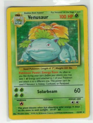 Venusaur 15/102 Holo Rare Unlimited Edition Base Set Pokemon Hp