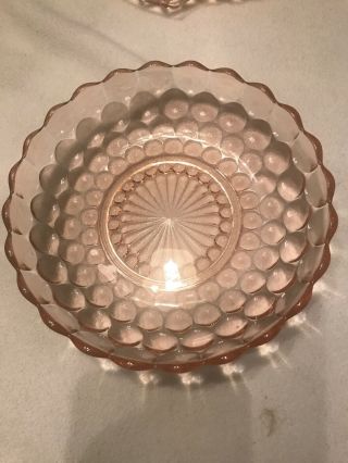 Rare Pink Bubble Pattern Round Vegetable Bowl By Hocking Glass