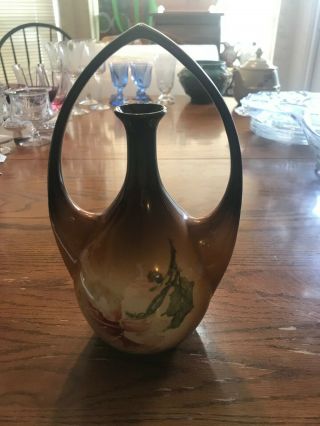 Rare Warwick China Company Wheeling Wv.  Basket Shaped Vase 10 1/4 " Tall