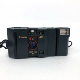 Rare Canon Mc 35mm F/2.  8 Auto Focus Point & Shoot Camera With Canon Flash Mc - S