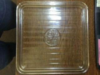 Vintage General Electric Ge Ribbed Glass Square Refrigerator Lid Rare 8.  5 X 8.  5 "