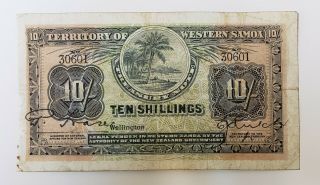 Western Samoa 10 Shillings 1938 Banknote Very Rare