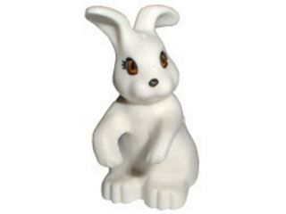 Lego - Minifig,  Animal - Bunny Rabbit With Tan Eyes - White - Very Rare