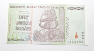 Rare 2008 50 Trillion Dollar - Zimbabwe - Uncirculated Note - 100 Series 302