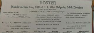 Rare World War One Roster Poster Formerly First Texas Calvary 36th Division 8