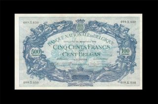 1934 Belgium 500 Francs French France Rare ( (aunc))