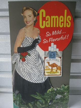 Rare 1940s Large Camel Cigarettes Cardboard Store Display Sign