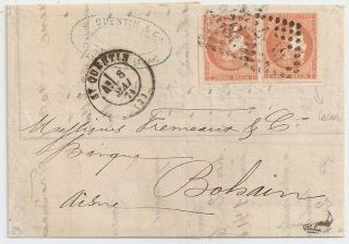 1871 France Cover,  40c Bordeaux X 2 Stamps,  Incredible Rare Color