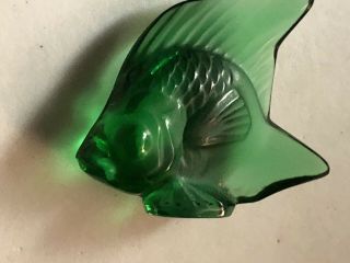 Lalique Crystal Green Rare Color Angle Fish Signed