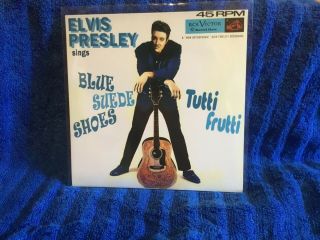Elvis Presley Blue Suede Shoes & Tutti Frutti 45rpm 7 " Sleeve Vinyl Rare