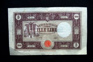 1946 Italy Rare Large Banknote Grande/m 1000 Lire Vf,  /xf