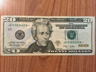 2009 $20 Twenty Dollar Star Note – Rare Print Run Of 640,  000 – Circulated