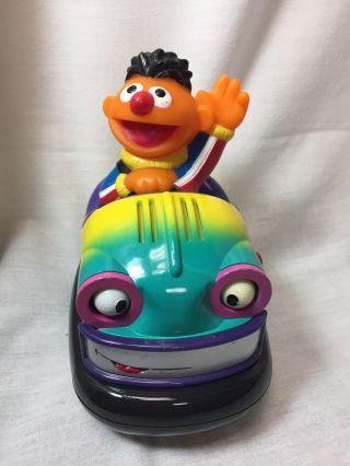 Rare Sesame Street Ernie In Bumper Car - Moves - Talks And Waving 2002 Mattel