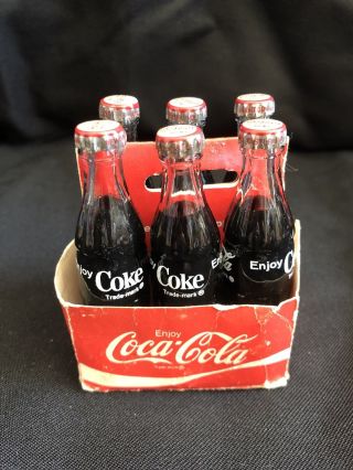 Vintage Coca - Cola Miniature Bottles 6 Pack Rare Coke