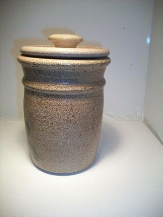 Rare 1982 Rowe Pottery FLOWER DESIGN Salt Glazed Stoneware Crock WITH LID 2