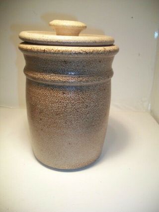 Rare 1982 Rowe Pottery FLOWER DESIGN Salt Glazed Stoneware Crock WITH LID 3