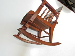 Rare Vtg Carved Antique DOLL Wood Rocking CHAIR Victorian 9 