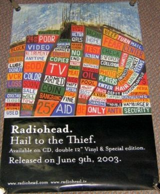 Radiohead Stunning Rare Rec Company 2003 " Hail To The Thief " Uk Lp Promo Poster